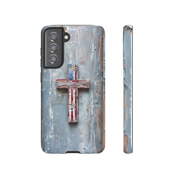 BEMZ Shock Armor Case for Samsung Galaxy Series - American USA Flag Cross