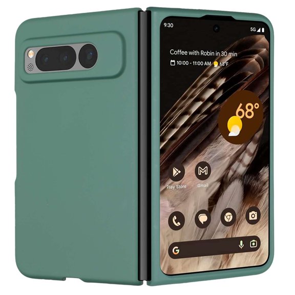 BEMZ Snap-On Series Phone Case for Google Pixel Fold - Impact Resistant Protection Slim Matte Finish Cover with LED Keychain Flashlight - Midnight Green