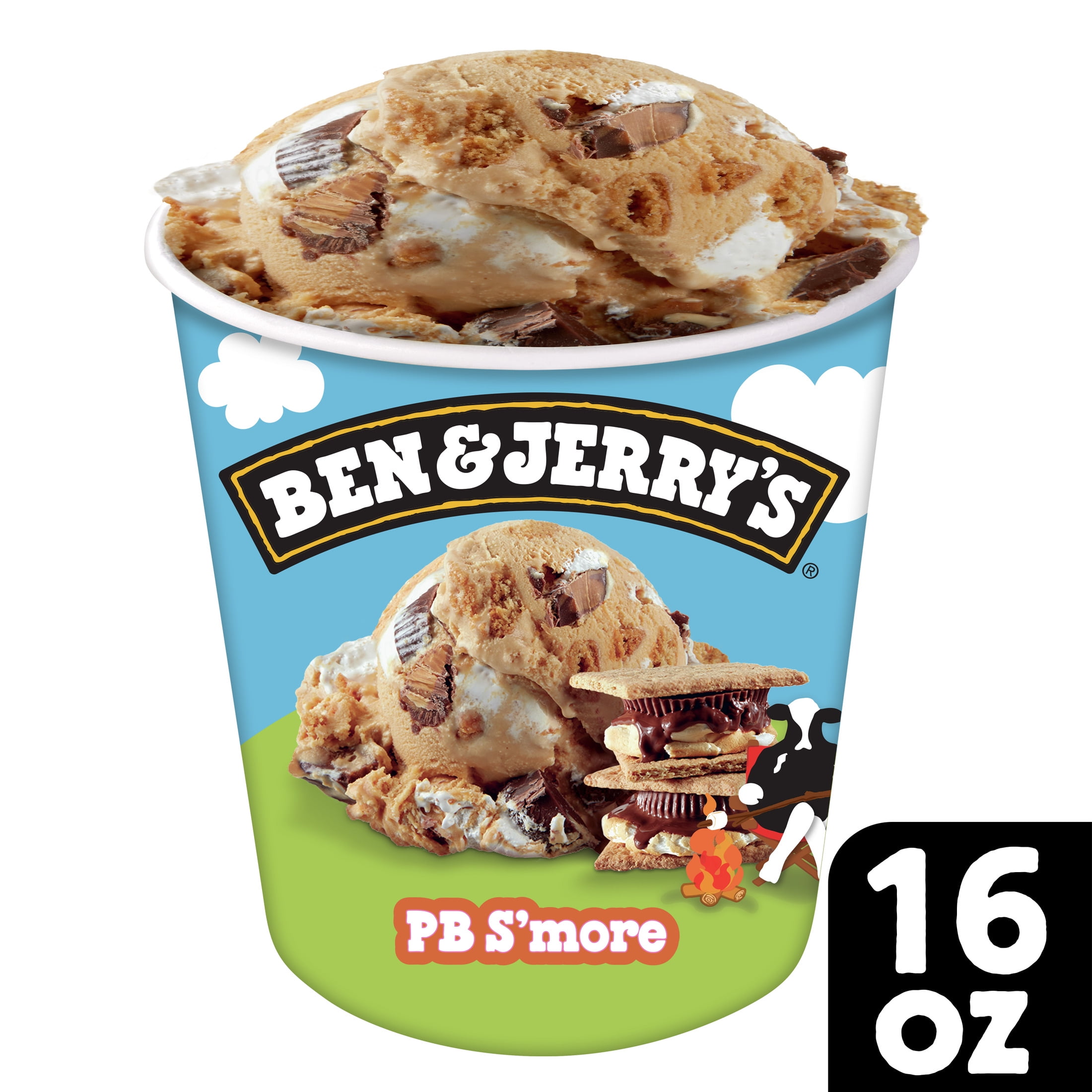 Ben & Jerry's PB S'more Marshmellow Ice Cream Pint, 16 fl oz