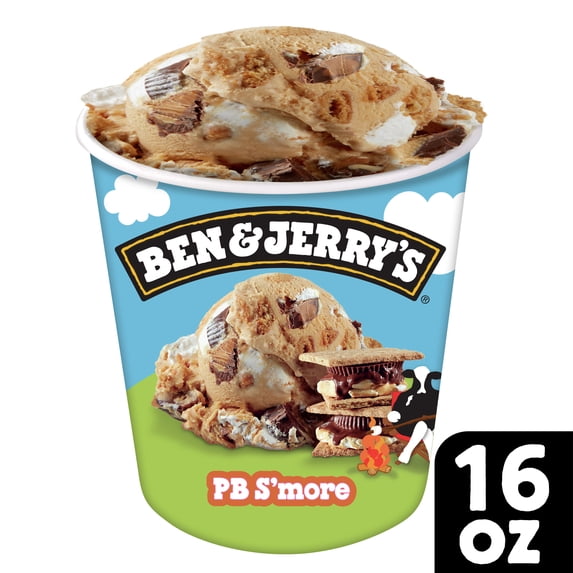 Ben & Jerry's PB S'more Marshmellow Ice Cream Pint, 16 fl oz