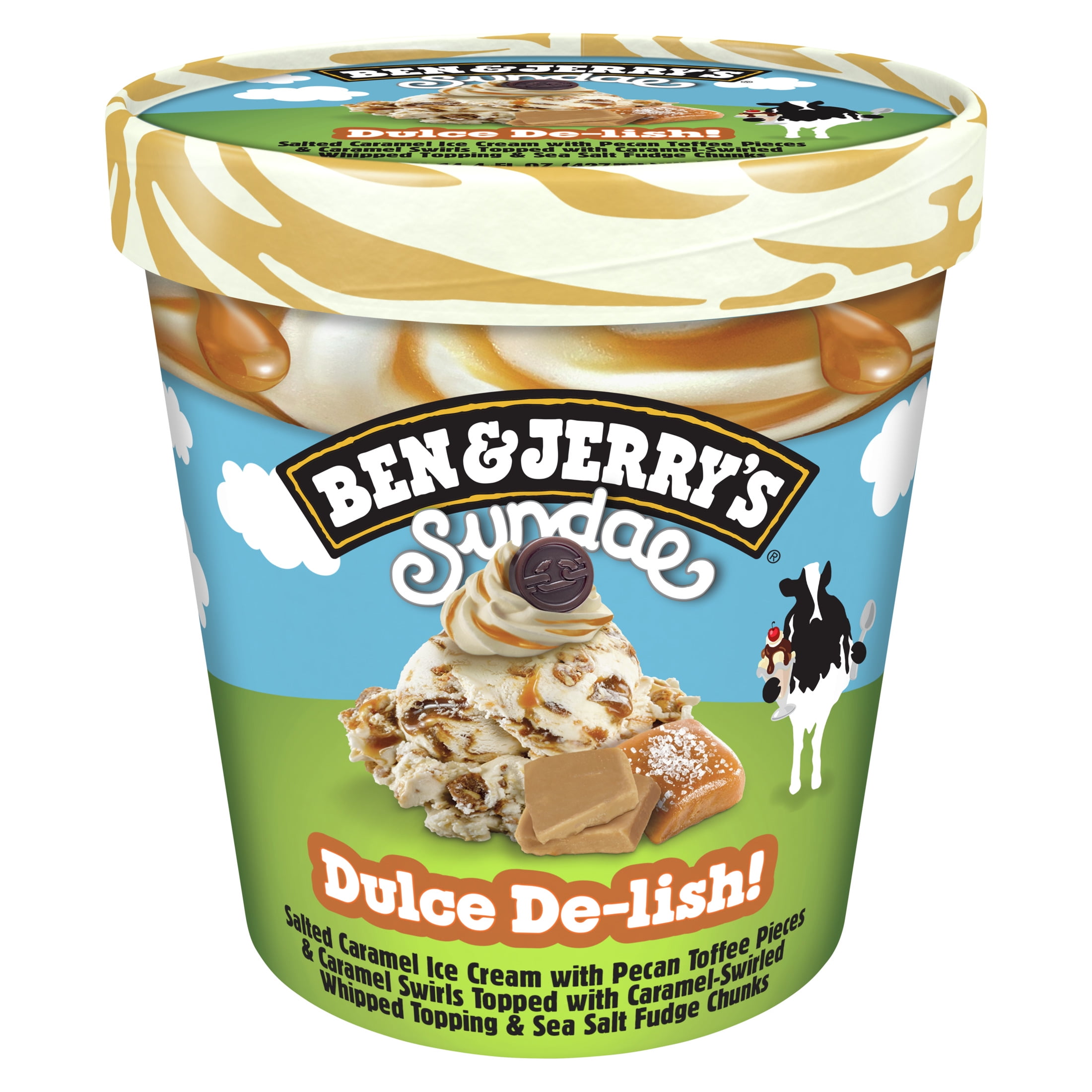 Ben & Jerry's Sundae Dulce De-lish Salted Caramel Dulce De Leche Ice Cream, 14 fl oz