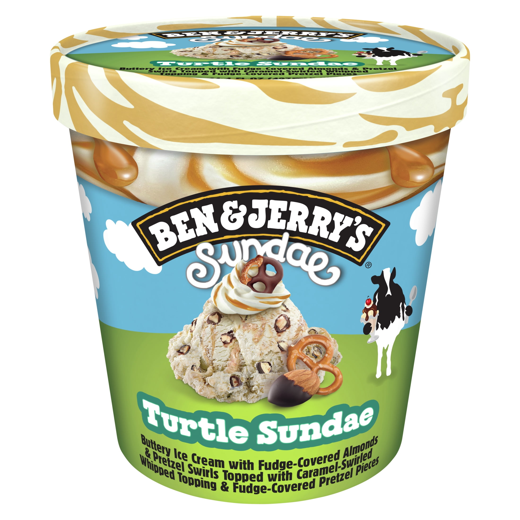 Ben & Jerry's Turtle Sundae Ice Cream Frozen Desserts, 14 fl oz