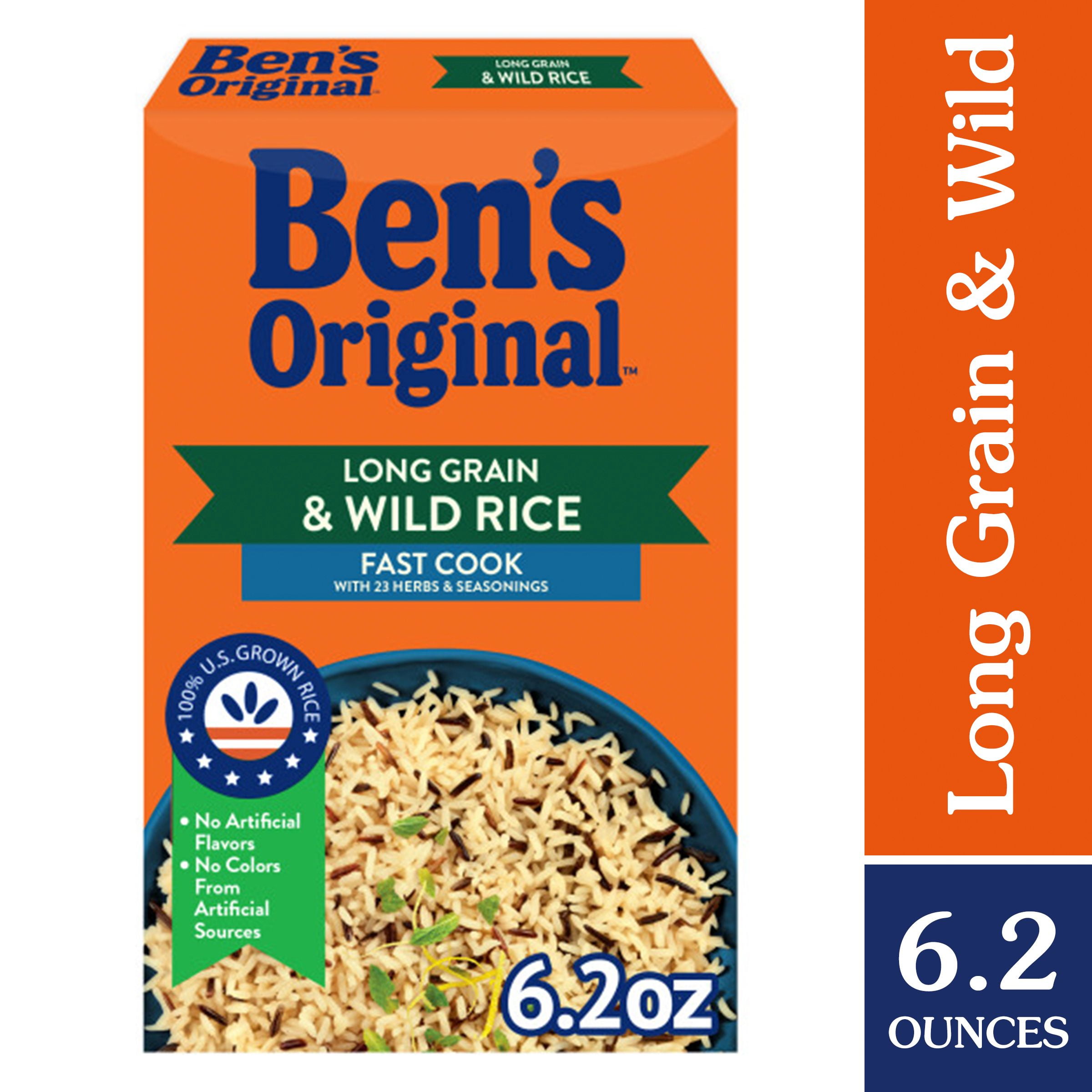 BEN'S ORIGINAL Long Grain Rice and Wild Rice, Fast Cook Rice, 6.2 OZ Box