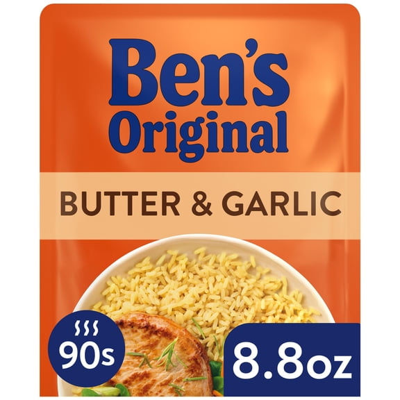 Ben's Original Butter and Garlic Flavored Ready Rice, Easy Dinner Side, 8.8 Ounce Pouch