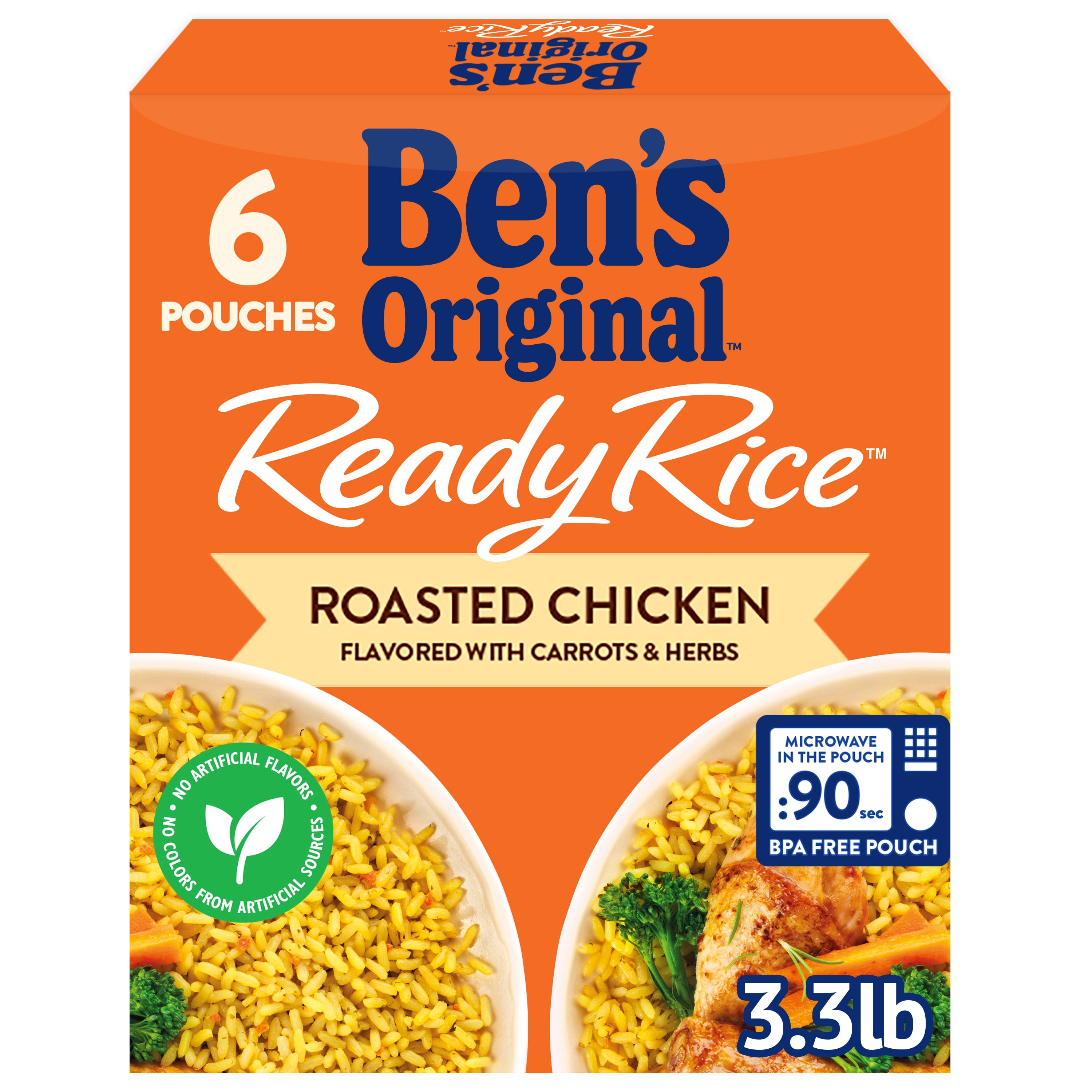 BEN'S ORIGINAL Ready Rice: Roasted Chicken, 8.8 oz. pouch, 6 Count Club ...