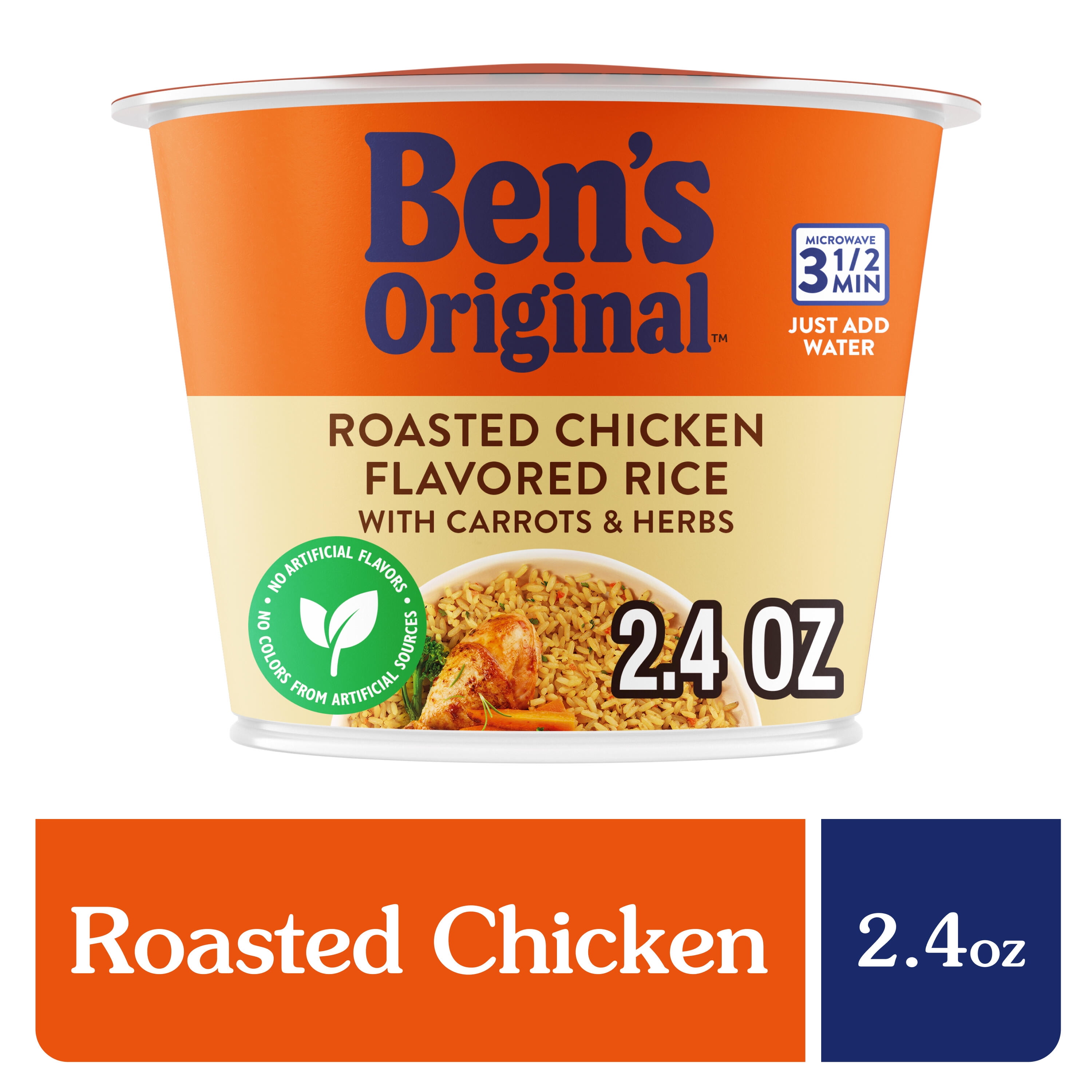 BEN'S ORIGINAL Roasted Chicken Flavored Rice Single Serve Cup, Snack or Side, Microwave in 3.5 Minutes, 2.4 oz