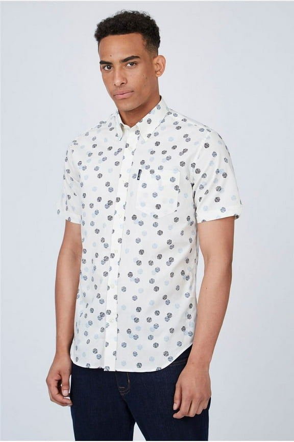 Camisa de manga corta con estampado geomtrico disperso talla S(small)