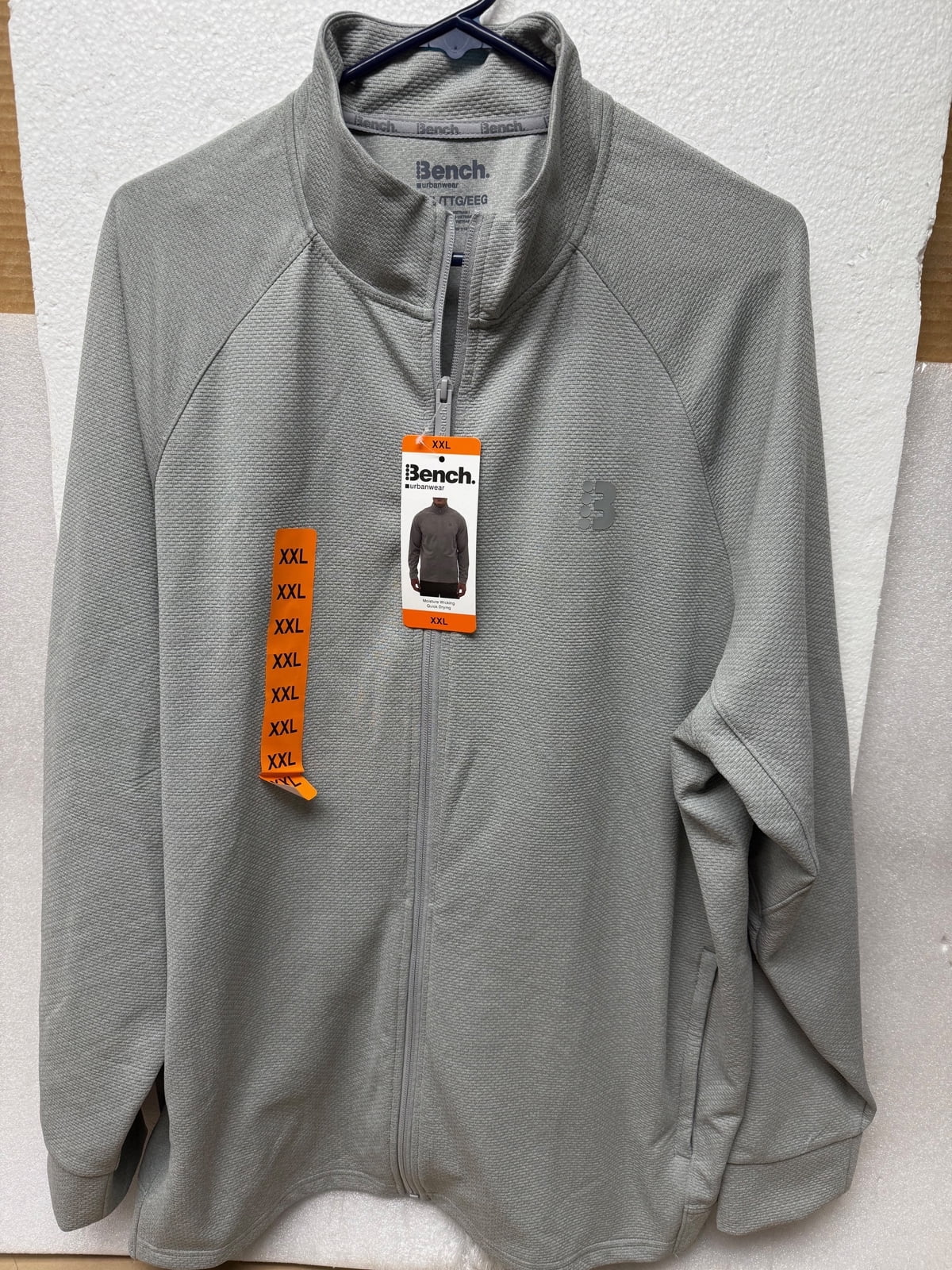 BENCH URBANWEAR MENS FULL ZIP ATHLETIC LIGHTWEIGHT JACKET Grey. X