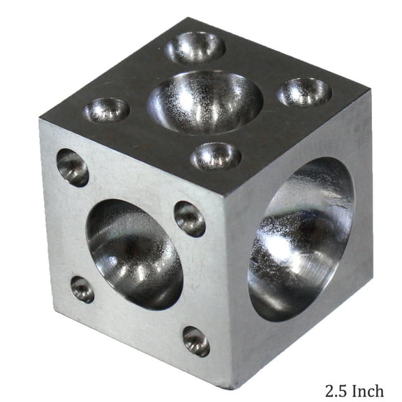 BENCH WIZARD 2.5" Square Steel Dapping Block | 21 Half Circle Punches | Steel Construction