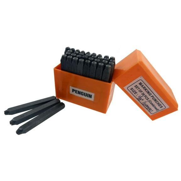 BENCH WIZARD 36 Pc Number and Uppercase Letter Punch Set | 1/8" (3MM) | Fancy Artistic Font Punches | Heat-Treated Carbon Steel Punches | Great for Metal