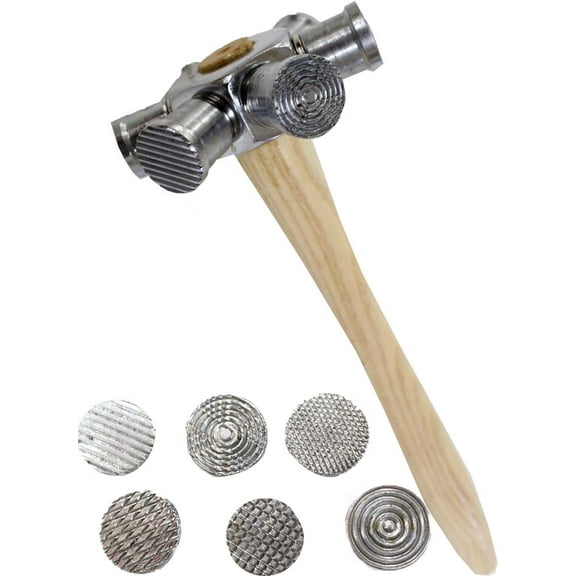 BENCH WIZARD 6-In-1 Steel Head Texturing Hammer | 10" (25.4 cm) Length | 6 Unique Patterns | Ergonomic Handle | Perfect for Artisans & Jewelry Makers