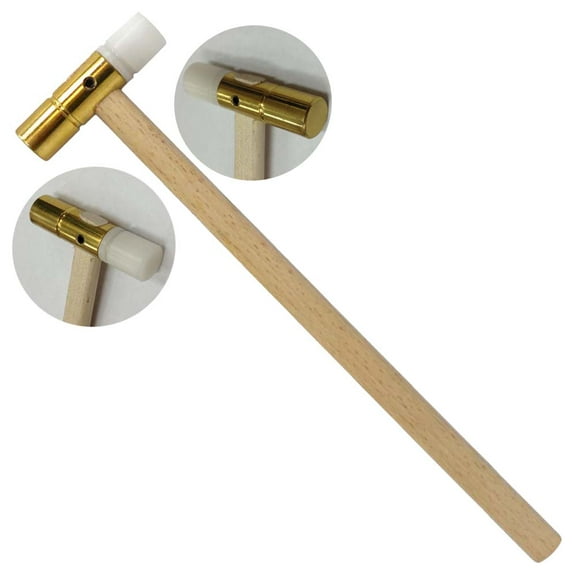 BENCH WIZARD 8.75" Brass and Nylon Head Hammer | 0.5" Diameter Striking Surface | Ergonomic Wooden Handles | 1.8 oz Hammer | Great for Jewelers, Metalsmiths, Crafters, DIY Projects