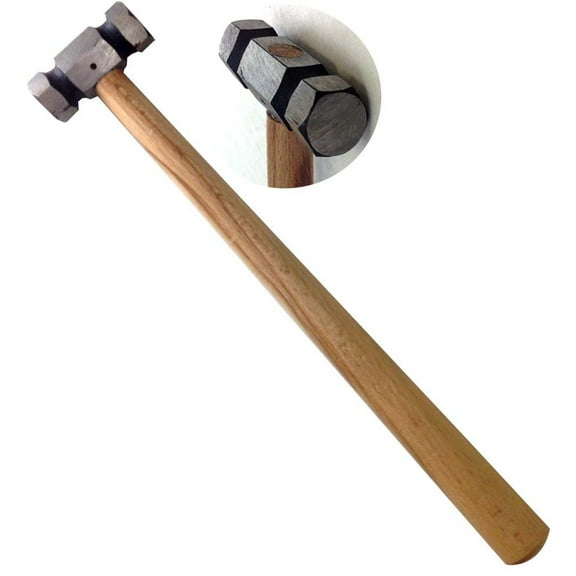 BENCH WIZARD Hexagon Head Hammer | 8.5" (21.6 cm) Solid Wood Handle | 1/2" (1.3 cm) Striking Diameter | Steel Construction | Ideal for Jewelry Stamping
