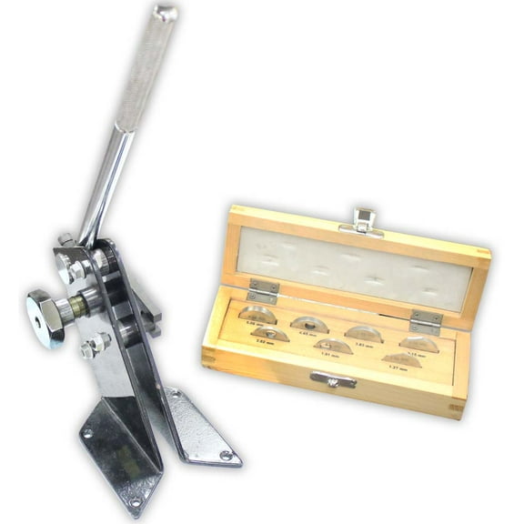 BENCH WIZARD RING CUTTER | 7 Precision Dies (1.27mm-5.06mm) | Laquered Wooden Storage Box 7" (17.8 cm) x 2.5" (6.4 cm) x 1.5" (3.8 cm) | 10.5" (26.7 cm) Handle | Perfect for All Ring Designs