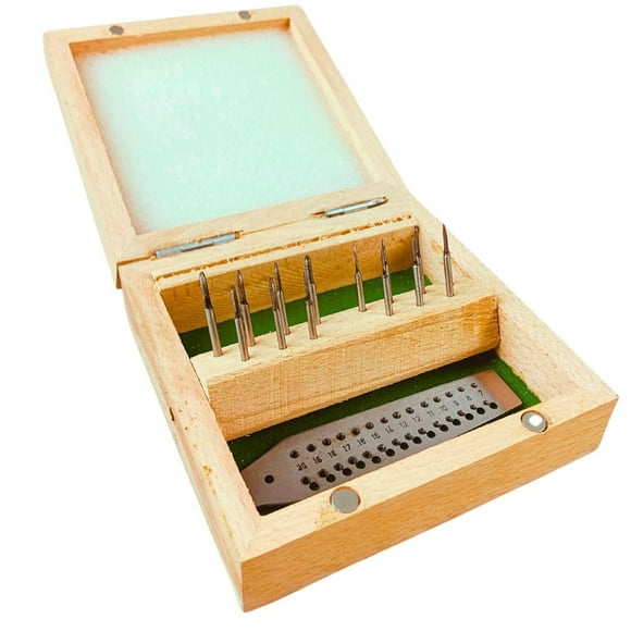 BENCH WIZARD Screwplate Die Set  Steel Taps  Precision Threading 0.7mm 0.03"-2mm 0.08"  Versatile Hole Designs  Sturdy Wooden Box