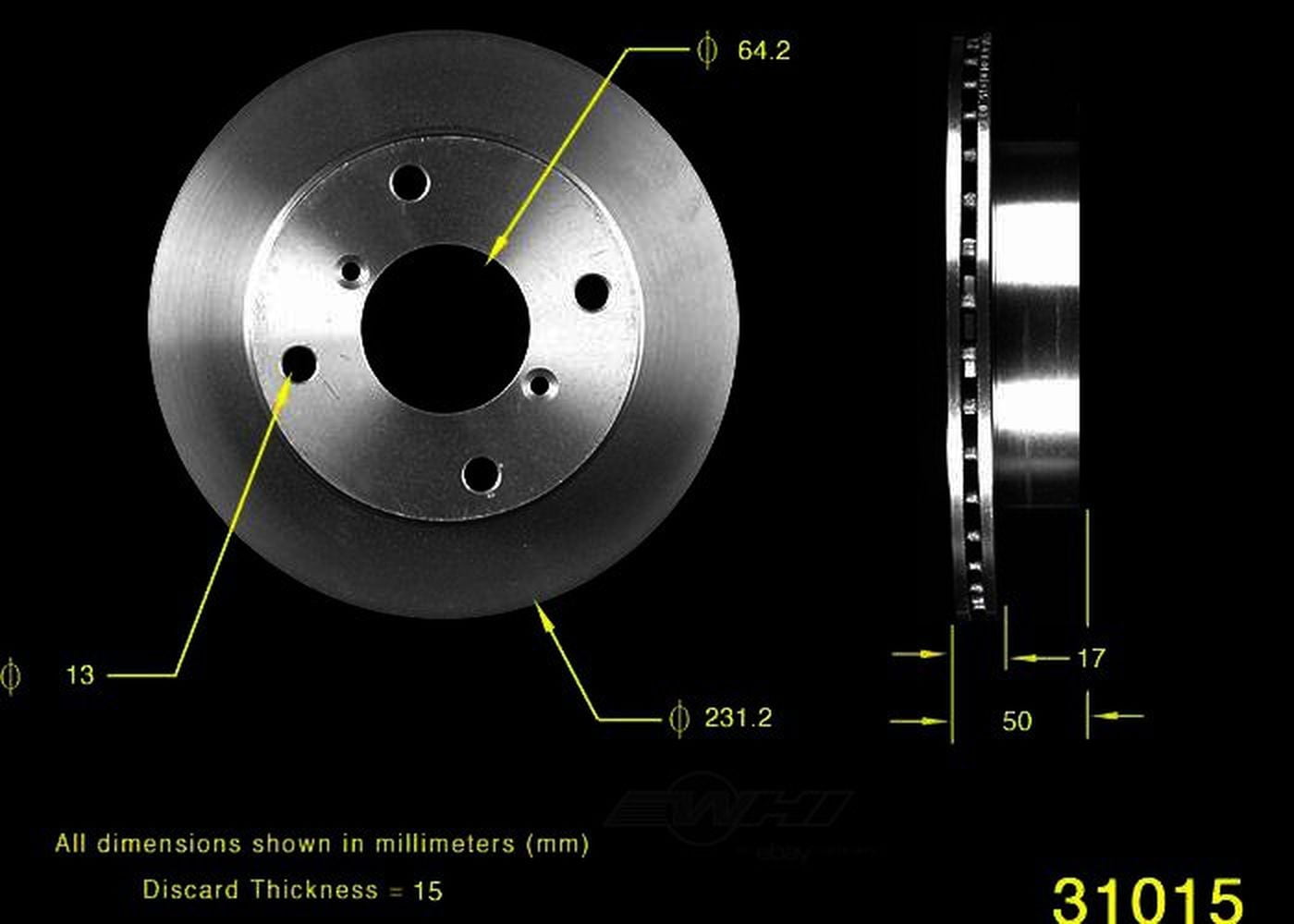BENDIX PRT1545 Bendix Brake Rotor Fits select: 1989-1997 GEO METRO, 1998-2001 CHEVROLET METRO