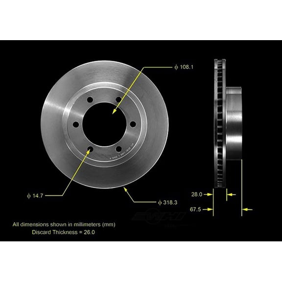 BENDIX PRT5458 Bendix Brake Rotor Fits select: 2005-2013,2015-2019 TOYOTA TACOMA