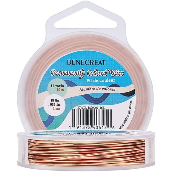 BENECREAT 18 Gauge Bare Copper Wire 33-Feet/11-Yard Solid Copper Wire for Jewelry Craft Making