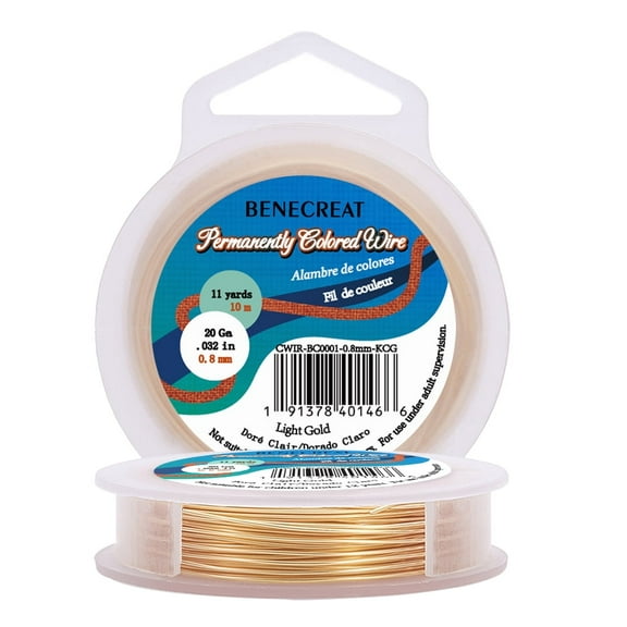BENECREAT 20-Gauge KC Gold Copper Wire Tarnish Resistant Wire, 33-Feet/11-Yard, for Jewelry Craft Making