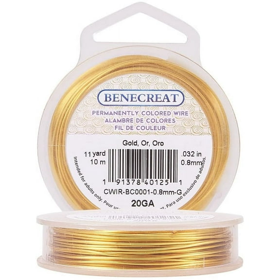 BENECREAT 20-Gauge Tarnish Resistant Gold Wire 33-Feet/11-Yard Copper Jewelry Wire for Crafts Beading Jewelry Making Supplies