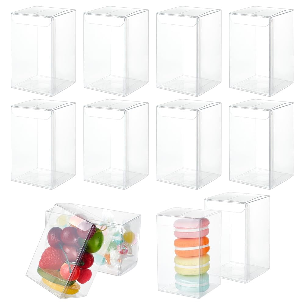BENECREAT 20-Pack Clear PVC Gift Boxes – 7.6x4.06x1.57" Rectangle Candy Treat Boxes For Wedding, Baby Shower