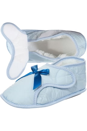 Women's Edema Bootie Slipper for Swollen Feet | Lightweight Slippers with Hook & Loop Closure, Foam Cushioning Anti-Skid Rubber Sole