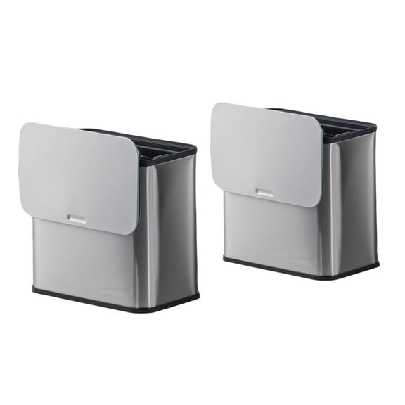 BENESKY 2 Pack 1.3Gallon Stainless Steel Hanging Trash Can with Lid, Kitchen Compost Bin with Inner Bucket And Charcoal Filter for for Bathroom Bedroom