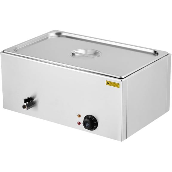 BENESKY 21QT Electric Commercial Food Warmer, Stainless Steel Bain Marie Buffet Steam Table with Tap & Lid for Parties Catering Restaurant