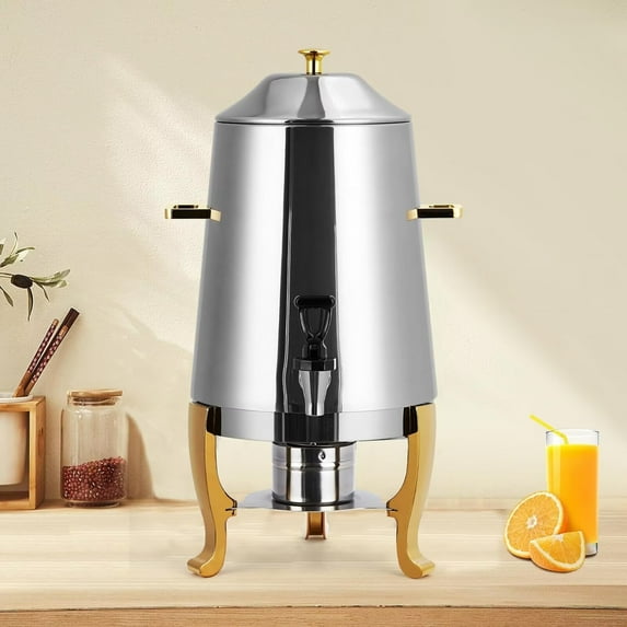 BENESKY 3.5 Gal Coffee Urn, 13 L Stainless Steel Beverage Dispenser, Hot Drinks Dispenser With Fuel Tray, Heating Coffee Cocoa Milk Dispenser, Gold