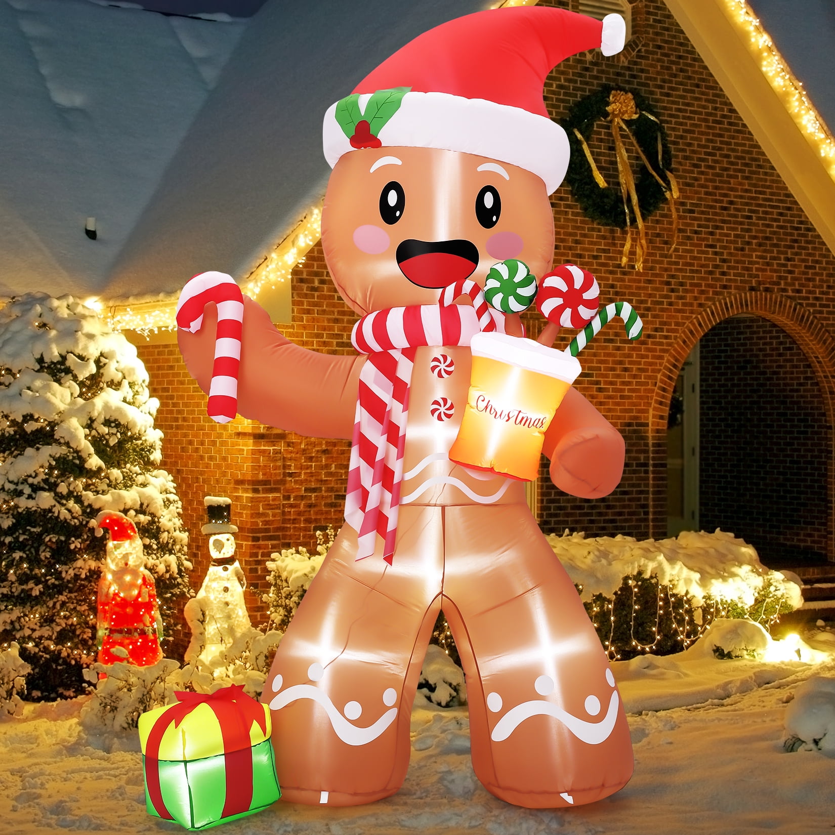 Gingerbread Man Inflatable BENESKY 8 FT Christmas Inflatables Gingerbread Inflatable Christmas ...