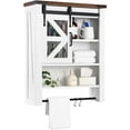 thumbnail image 1 of BENESKY Bathroom Cabinet Wall Mounted, Medicine Cabinet with Sliding Barn Door and Adjustable Shelves, Cupboard, Bathroom Wall Cabinet, White, 1 of 7