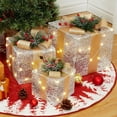 thumbnail image 1 of BENESKY Christmas Lighted Gift Boxes Set of 3, Pre-Lit Gift Present Boxes with Ribbons and Bows, Light Up Xmas Ornaments for Indoor Outdoor Christmas Tree, Home, Lawn, Yard, White & Gold, 1 of 6