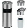 thumbnail image 1 of BENESKY Commercial Indoor Outdoor Trash Can, Stainless Steel Round Garbage Can with Removable Inner Bucket and Ashtray, Waste Bin for Patio, Yard, Office, Hotel, 1 of 6