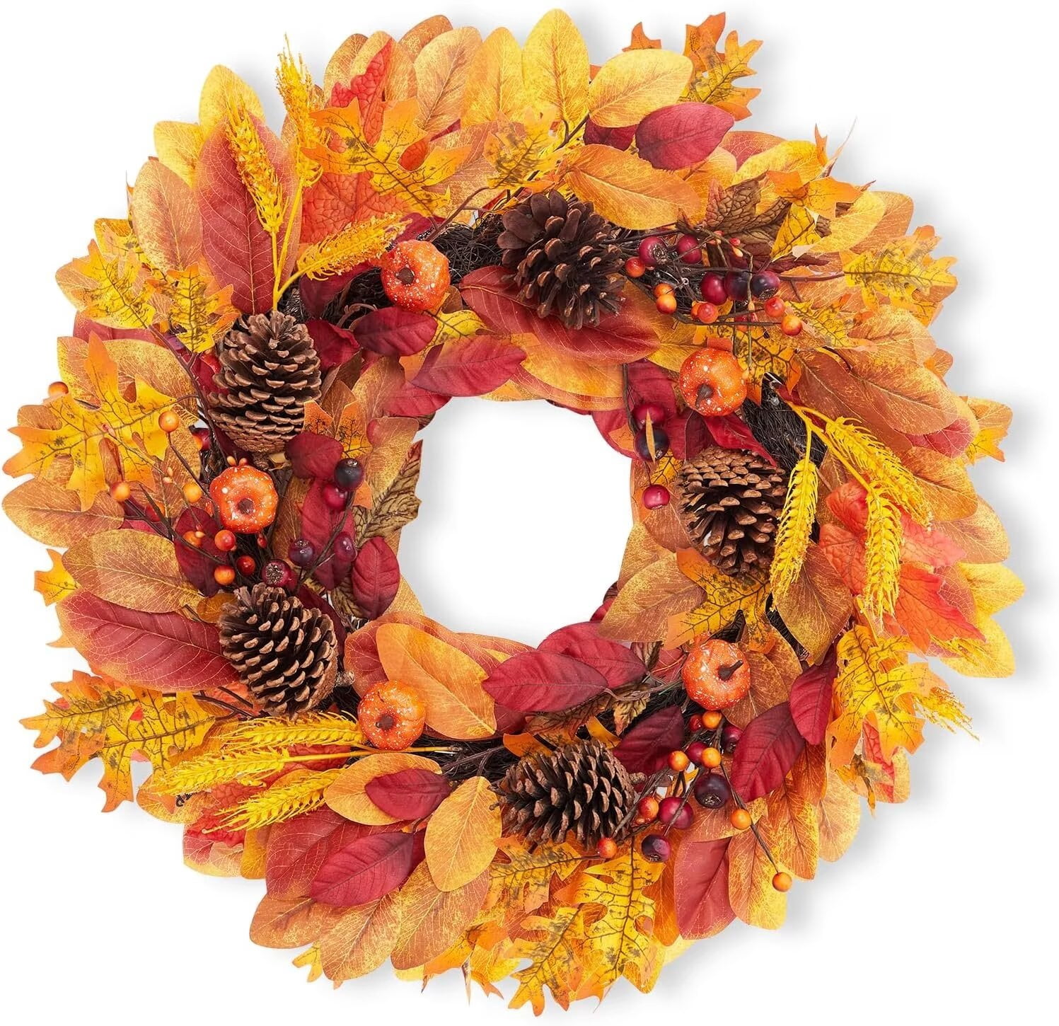 BENESKY Fall Wreath 24" Autumn Front Door Wreath Harvest Wreath with ...