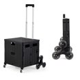 thumbnail image 1 of BENESKY Folding Utility Cart Stair Climber Wheeled, Collapsible Rolling Crate with Lid, Telescoping Handle, Hand Cart for Teacher Shopping Moving Grocery, Black, 1 of 7