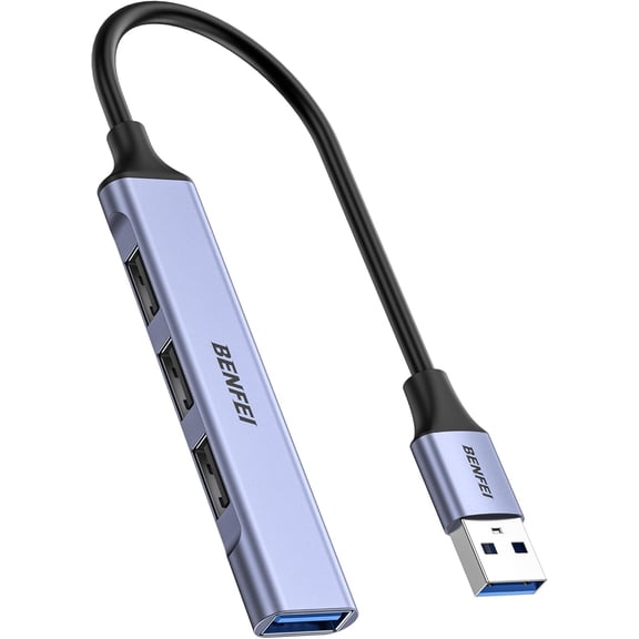 BENFEI 4-Port USB Hub: 1x 10Gbps USB 3.2 + 3x USB 2.0- for Mouse, Keyboard, Flash Drive, Printer - Compatible with Laptop, PC, Xbox, PS5