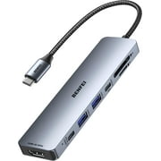BENFEI 7-in-1 USB C Hub with HDMI(4K@60Hz), 2 USB-A, 1 USB-C Data, 100W Charge, SD/TF Card Reader, Silicone Tangle-Free Cable Compatible with MacBook Pro/Air, i