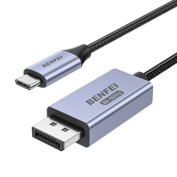 BENFEI Bidirectional USB C to DisplayPort 1.4 Cable 6FT, Support 8K@60Hz 4K@240Hz (Thunderbolt 4 to DisplayPort Cable, DisplayPort to USB C Cable) Grey - Not for Portable USB-C Monitor