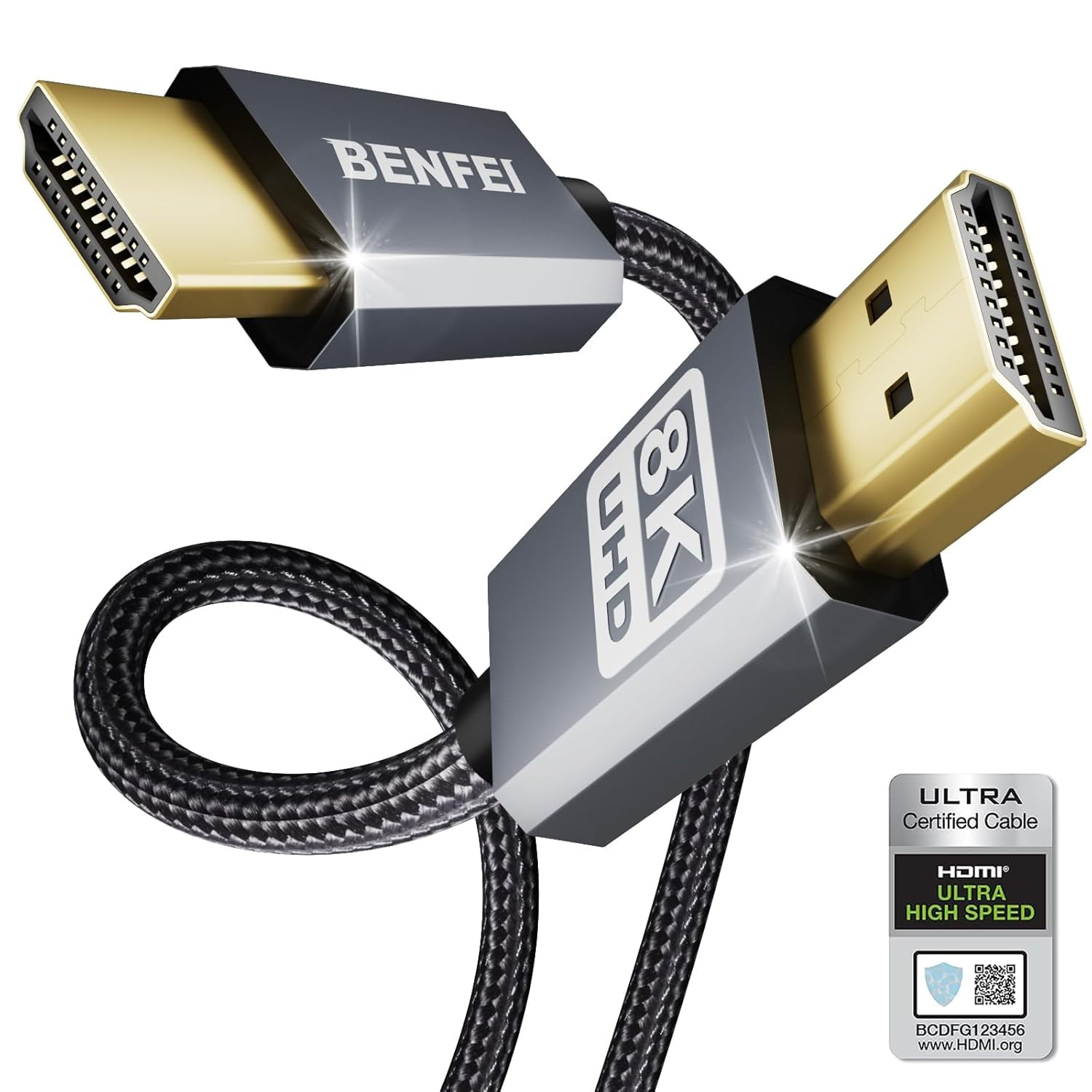 BENFEI 8K HDMI to hdmi Cable, Certified Ultra High Speed Hdmi Cable 4K@240Hz, 8K@60Hz,6 feet,48Gbps,Aluminum Shell, Nylon Braided