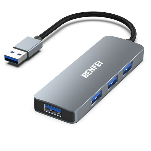 BENFEI USB 3.0 Hub, 4 Ports USB A Splitter Ultra-Slim USB Expander for Mouse, Keyboard, Flash Drive, U Disk, Printer Compatible with Laptop, Desktop PC, Xbox, PS5, and More