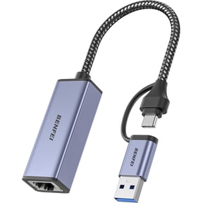 BENFEI USB 3.0 to Ethernet Adapter, USB C to RJ45 Gigabit LAN (1000Mbps) Network Adapter, Compatible with MacBook/Pro/Air, Surface Pro, Windows 11/10/8/7, Mac OS [Aluminium Shell&Nylon Cable]