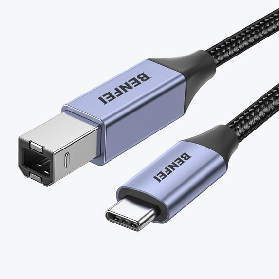BENFEI USB B to USB C Printer Cable 6.6ft, Nylon Braided, Premium Aluminium Alloy Case