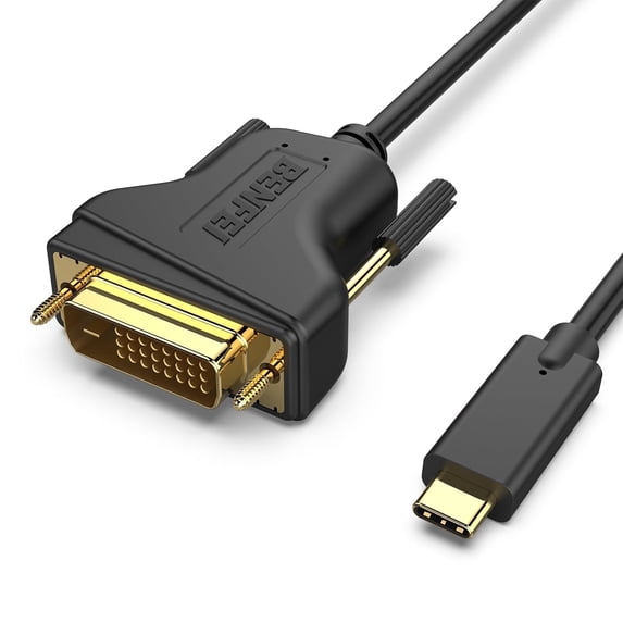 Benfei USB C to DVI Cable 6 ft Black Thunderbolt 3/4 for iPhone 15 Pro Max MacBook Pro iPad Pro S23