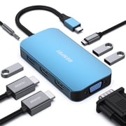 BENFEI USB C Docking Station, 8-in-1 USB C Hub with Triple Display Dual HDMI, VGA, 3*USB 3.0, 100W Power Delivery, 3.5mm AUX Audio Compatible with MacBook Pro, 