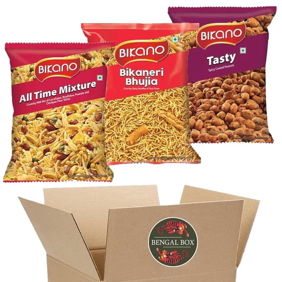 BOX OF LIFE Indian Snack Variety Set, Premium Snack Mixes, 3 Count, 150g Each