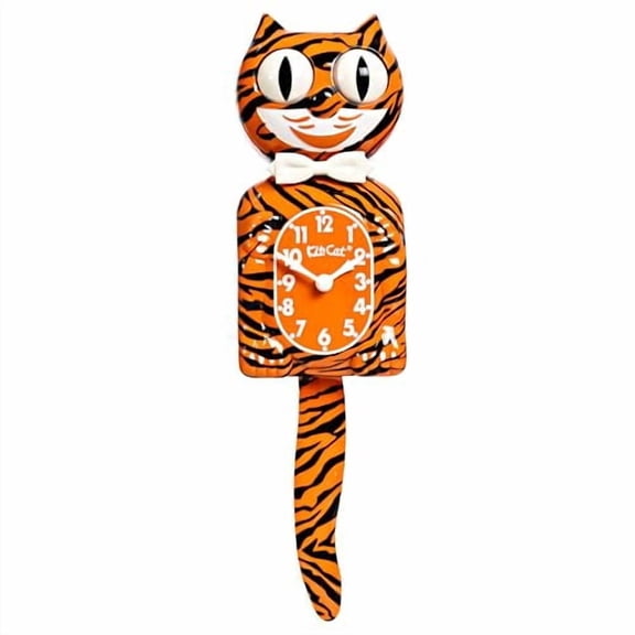 Kit Cat Klock Bengal Tiger Orange and Black Retro Wall Clock, 10 Inch Cat Clock with Moving Eyes and Tail, Battery Powered, Made in USA