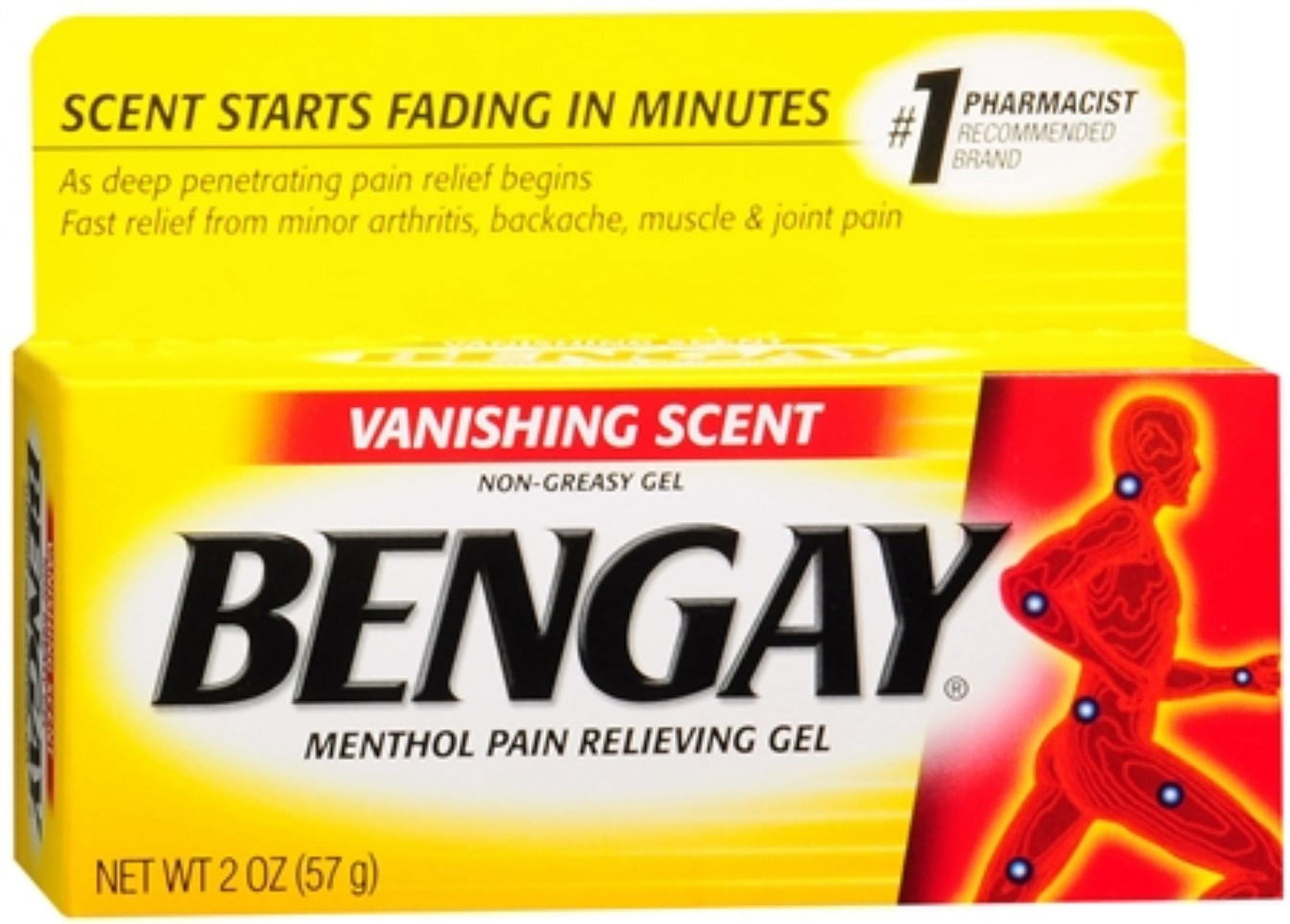 BENGAY Menthol Pain Relieving Gel Vanishing Scent 2 oz (Pack of 2)