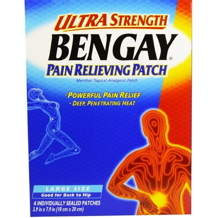 BENGAY Ultra Strength Pain Relieving Patches Large Size 4 Each (Pack of 4)