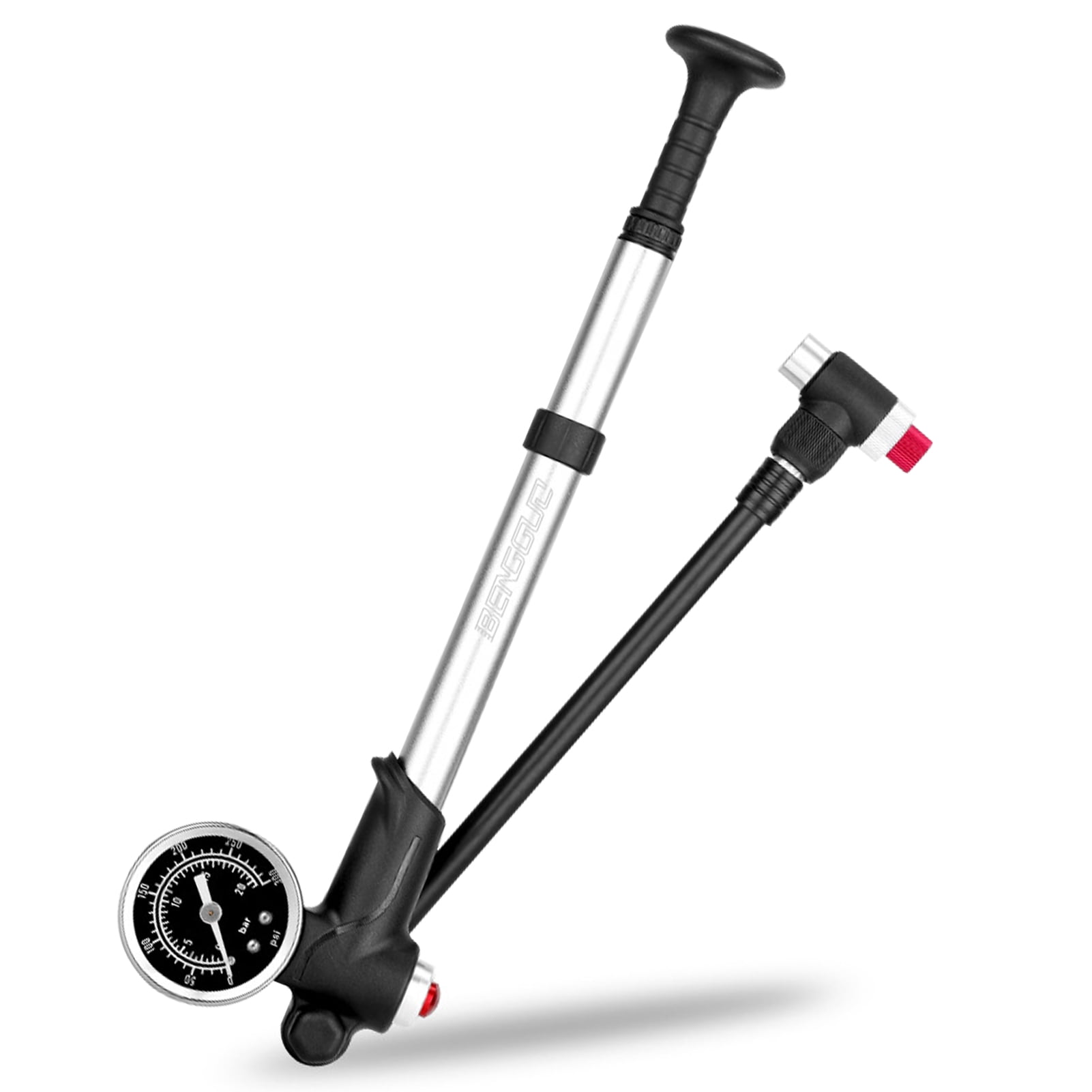BENGGUO Bike Pump with Pressure Gauge 300PSI High Pressure Bike Tire Inflator Air Pump for Fork