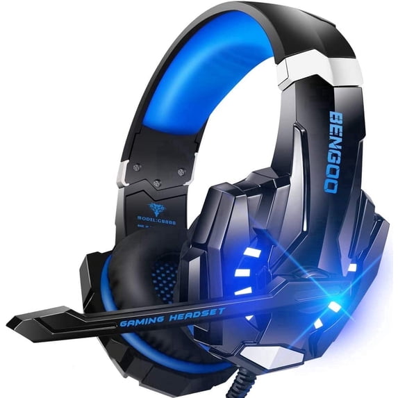 BENGOO G9000 Stereo Gaming Headset with Noise Cancelling Mic, LED Light, Bass Surround for PS4 PC Xbox One PS5 Controller